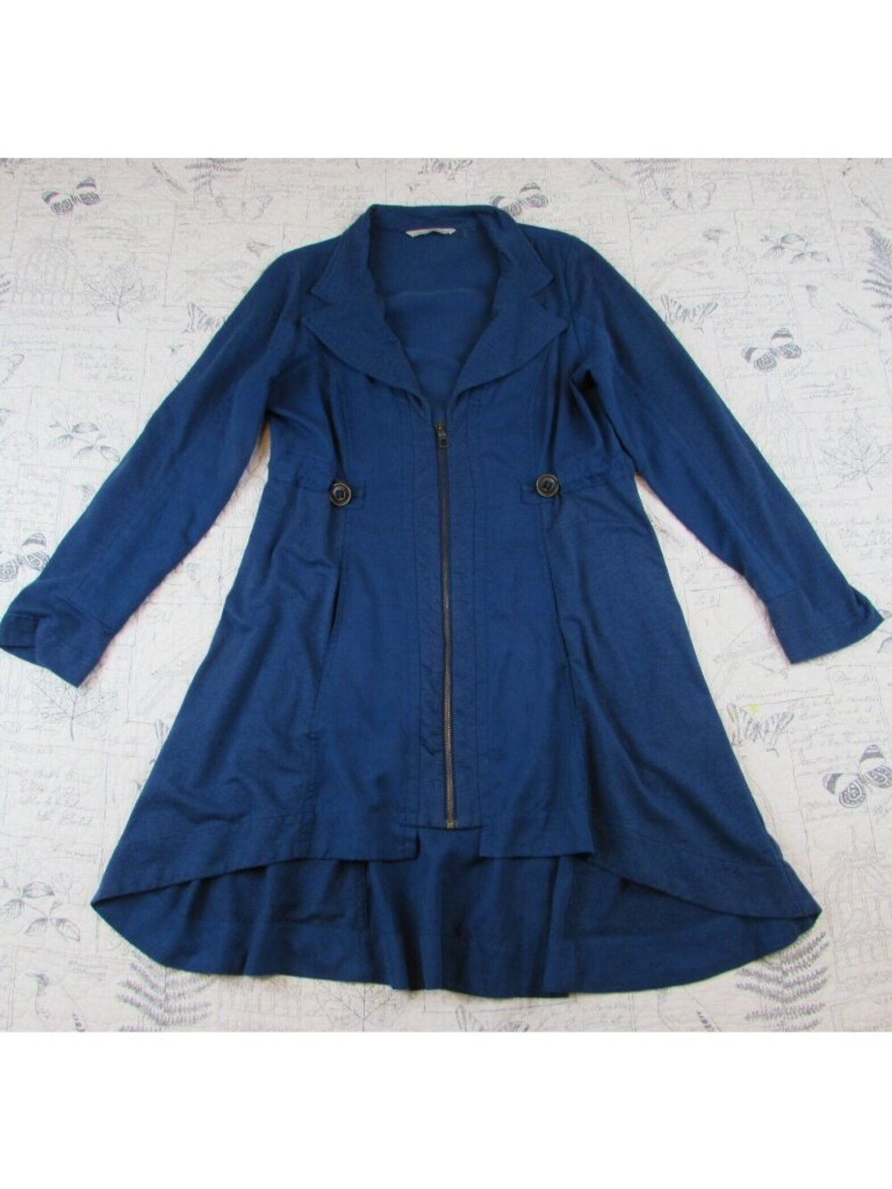 SOFT SURROUNDINGS Santa Rosa Jacket Womens lagenlook dark teal Long Slv zip sz M